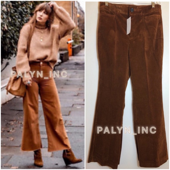 ❤️NWT ZARA BRANDY HIGH WAIST FLARED CORDUROY PANTS - Picture 2 of 6